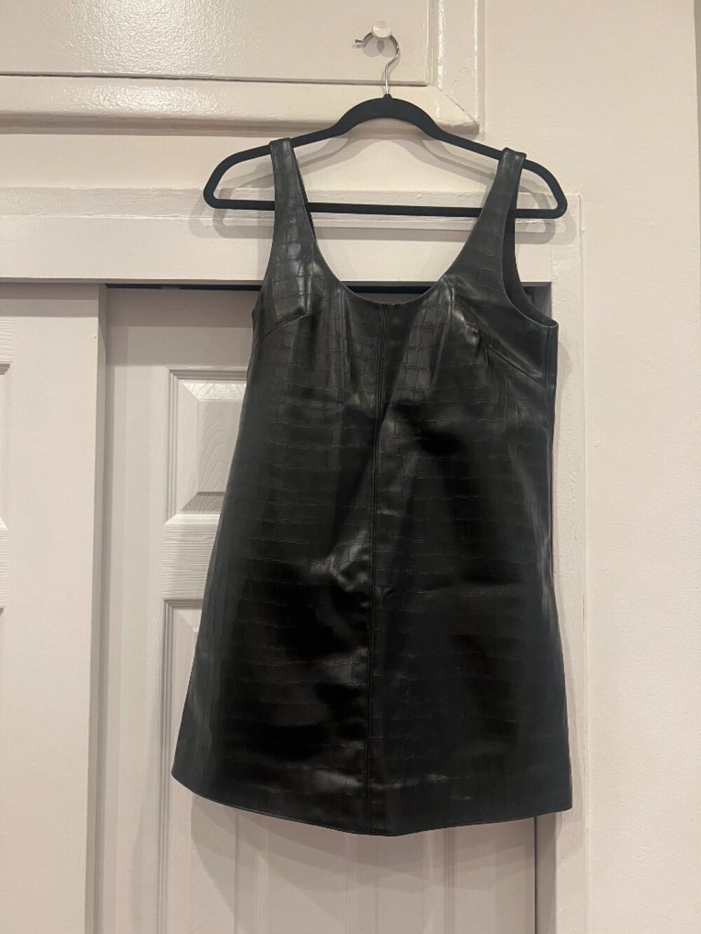 H&M Faux leather black snakeskin A-line dress